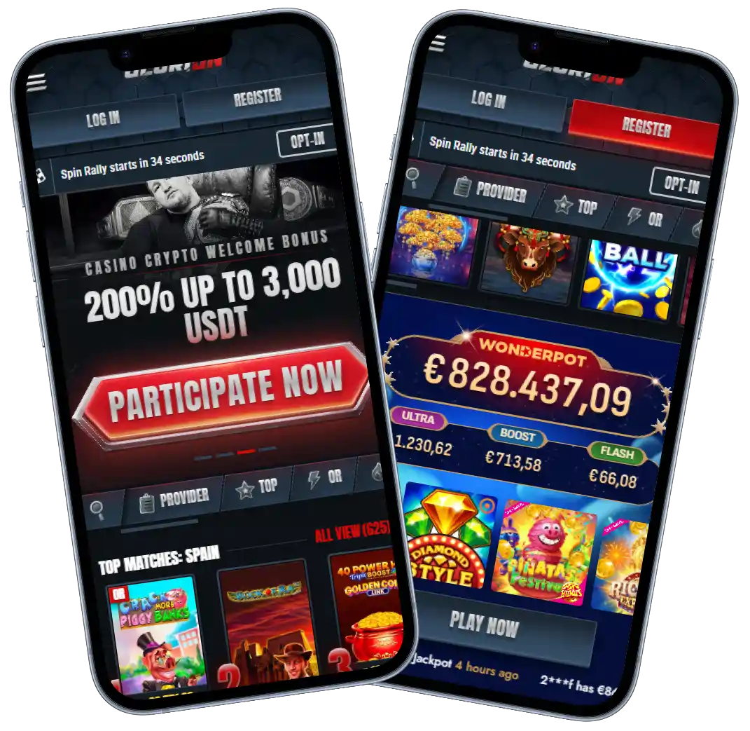 Glorion Casino mobile app interface