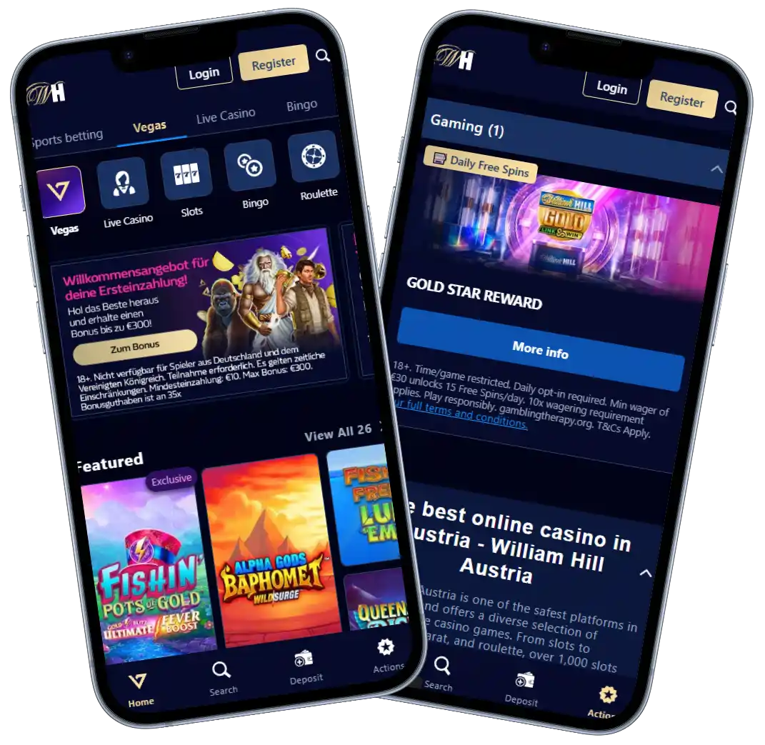 William Hill casino mobile app screen